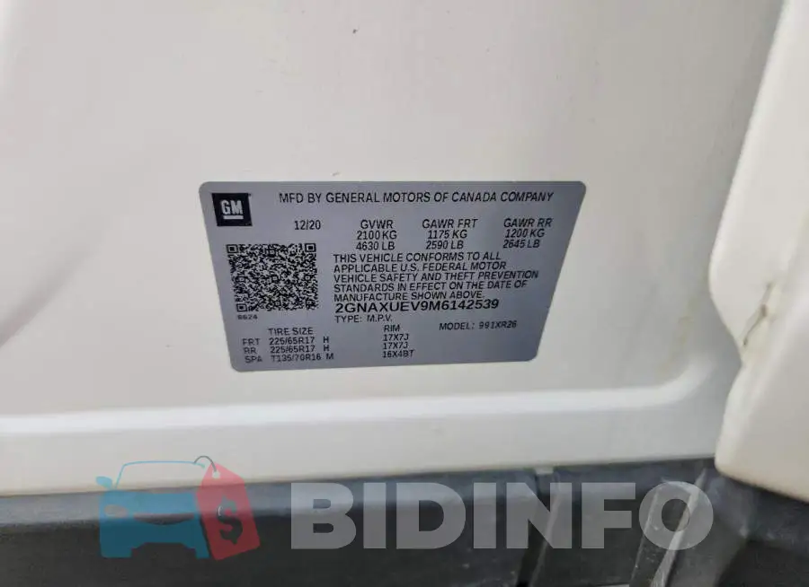 2GNAXUEV9M6142539 Photo# 13