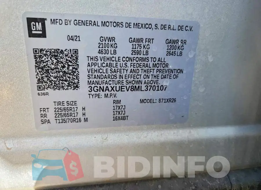 3GNAXUEV8ML370107 Photo# 12
