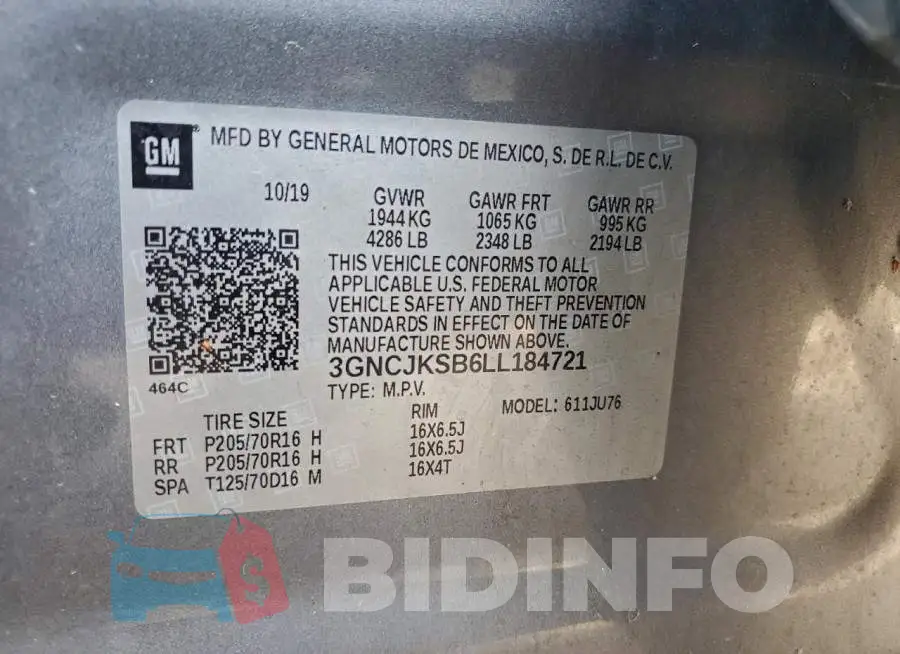 3GNCJKSB6LL184721 Photo# 13