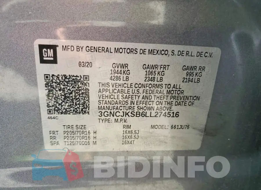 3GNCJKSB6LL274516 Photo# 13