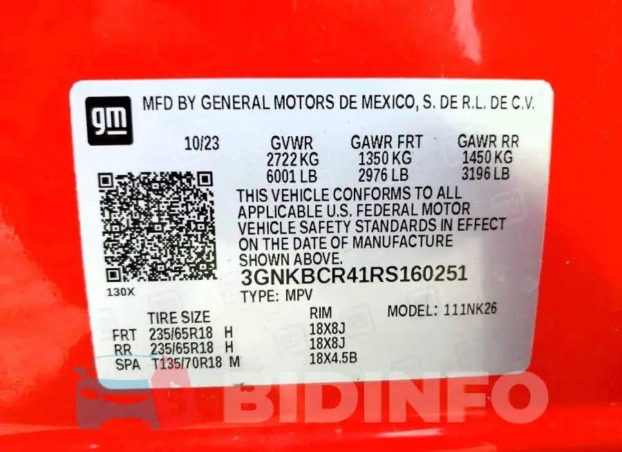 3GNKBCR41RS160251 Photo# 13