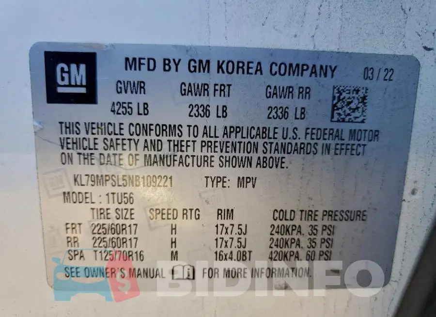 KL79MPSL5NB109221 Photo# 13