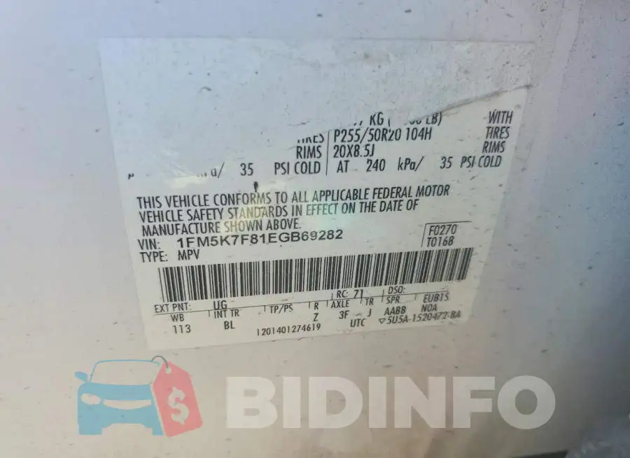 1FM5K7F81EGB69282 Photo# 14