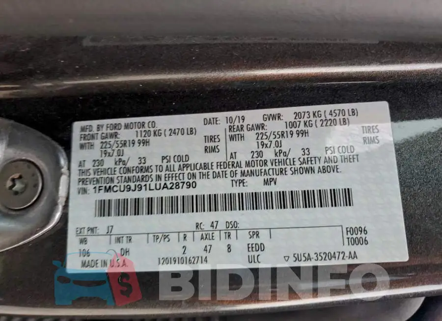 1FMCU9J91LUA28790 Photo# 12