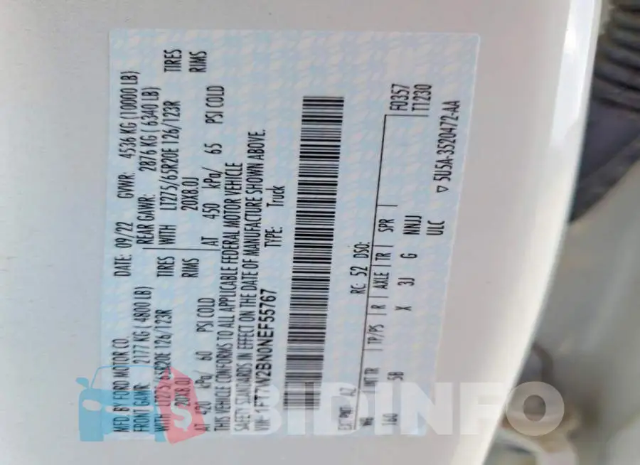 1FT7W2BN0NEF55767 Photo# 13