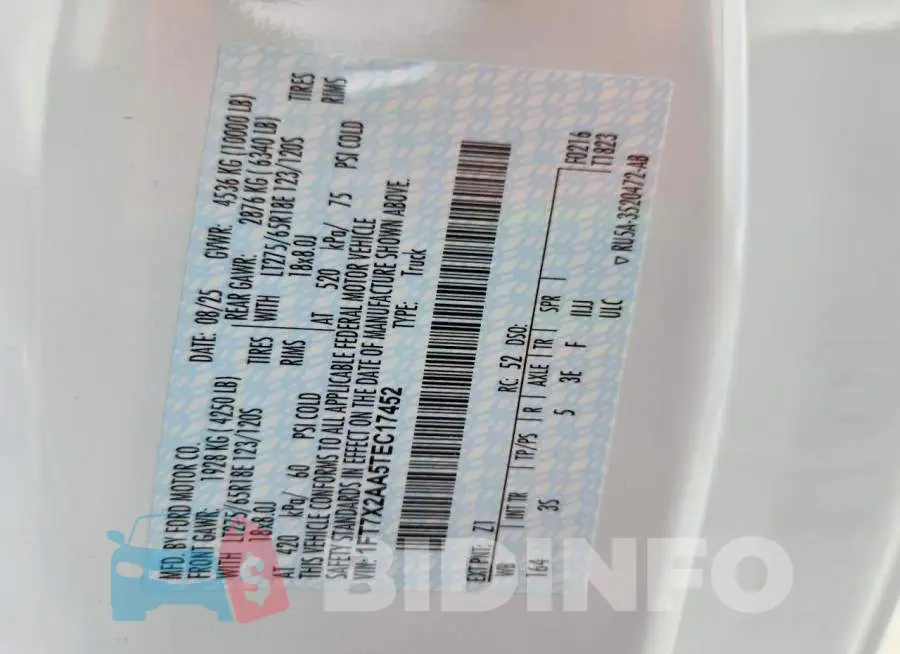 1FT7X2AA5TEC17452 Photo# 12