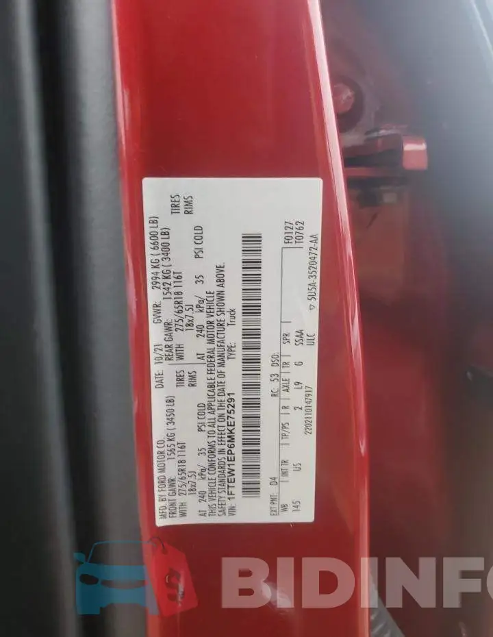 1FTEW1EP6MKE75291 Photo# 12