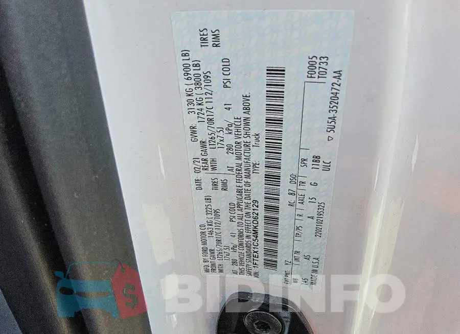 1FTEX1C54MKD62129 Photo# 12
