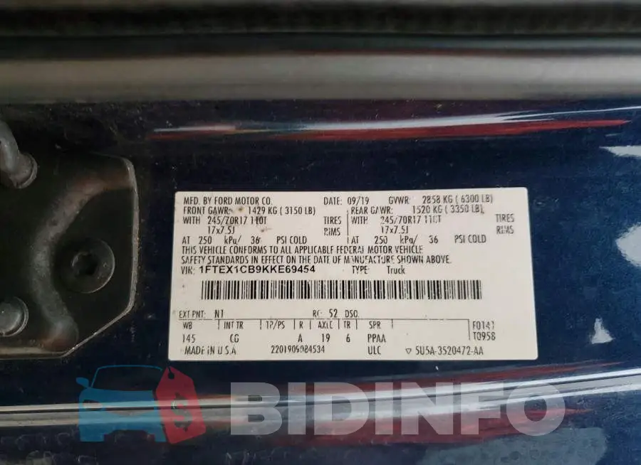 1FTEX1CB9KKE69454 Photo# 12