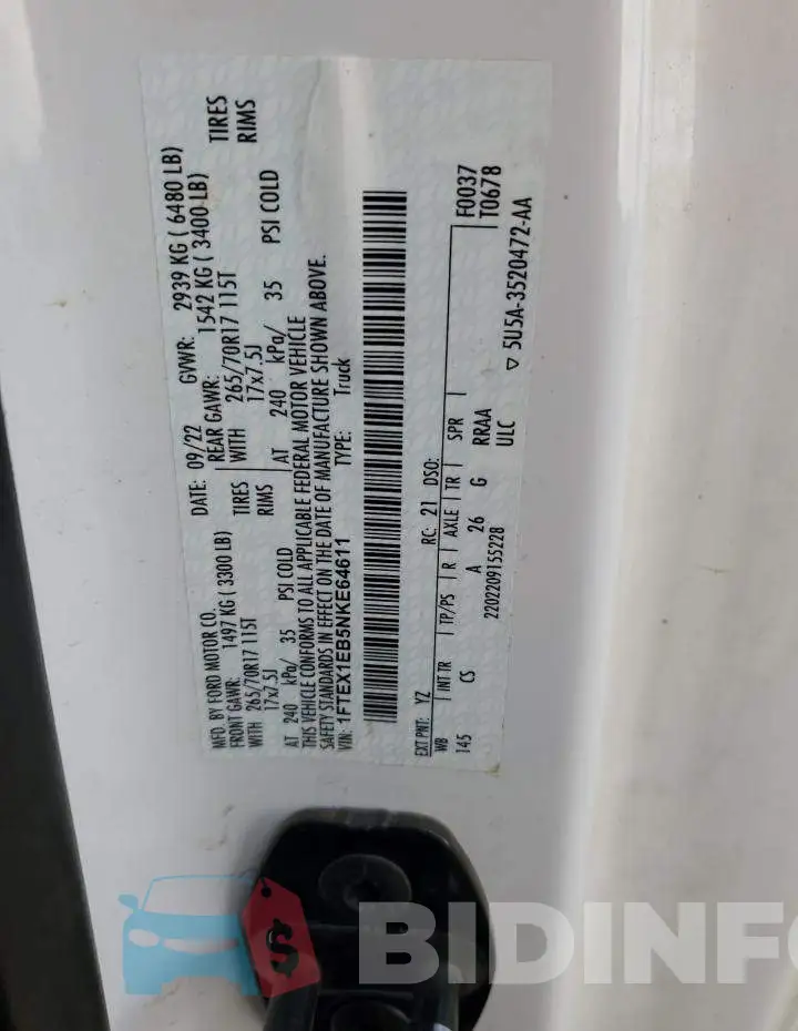 1FTEX1EB5NKE64611 Photo# 12