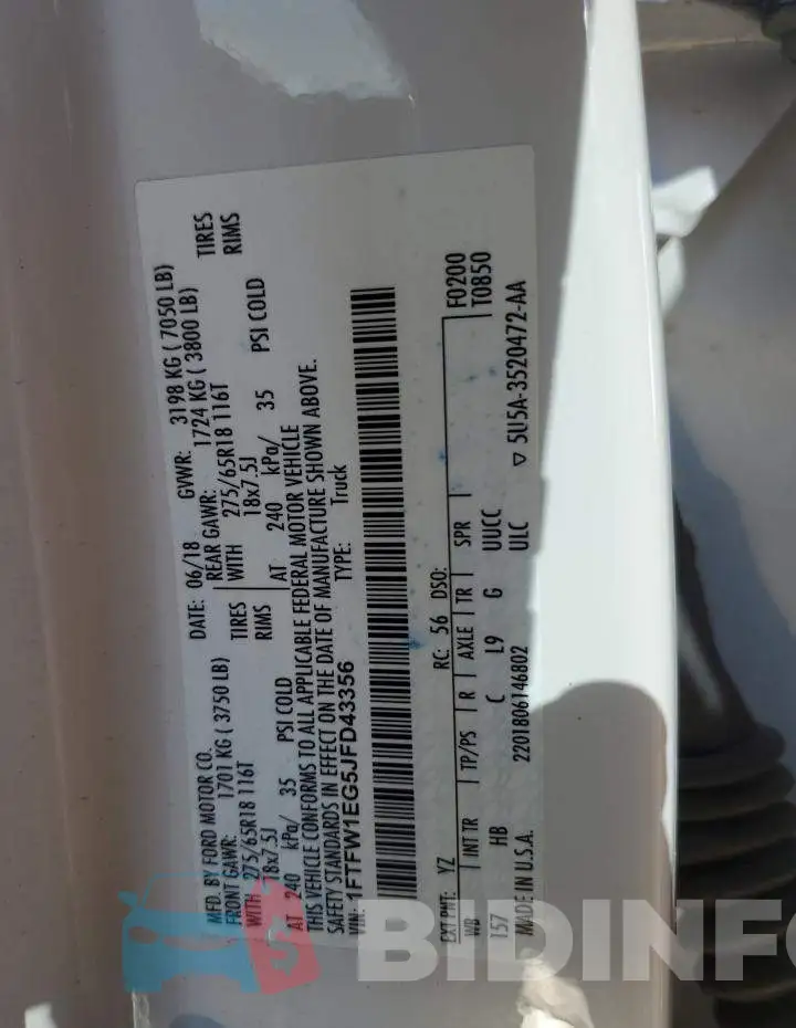 1FTFW1EG5JFD43356 Photo# 12