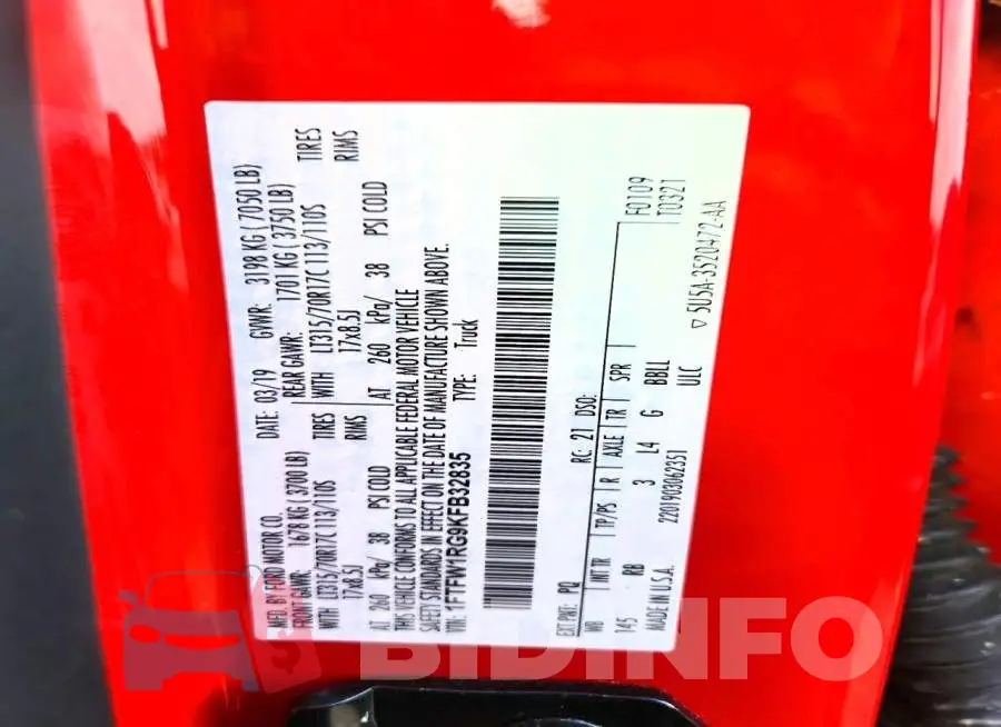 1FTFW1RG9KFB32835 Photo# 12