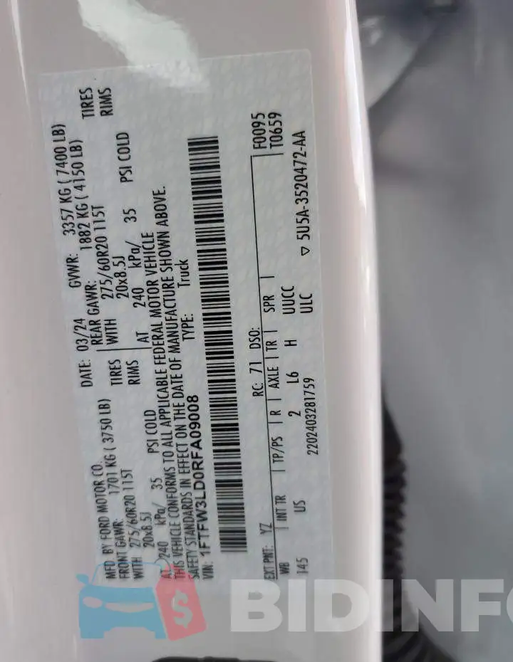 1FTFW3LD0RFA09008 Photo# 12