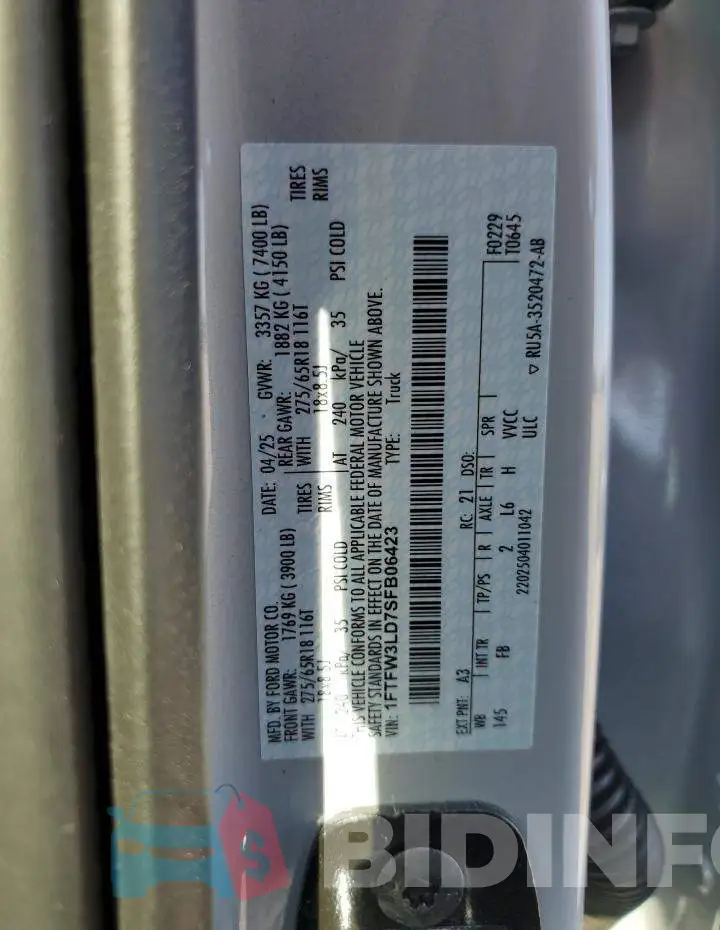 1FTFW3LD7SFB06423 Photo# 12