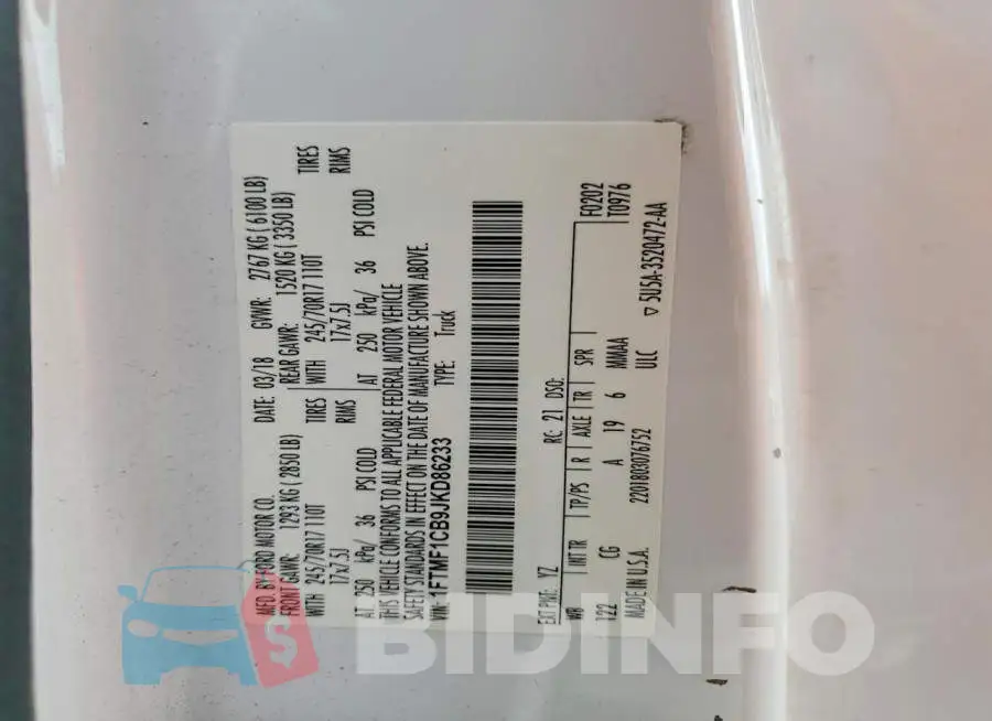 1FTMF1CB9JKD86233 Photo# 12