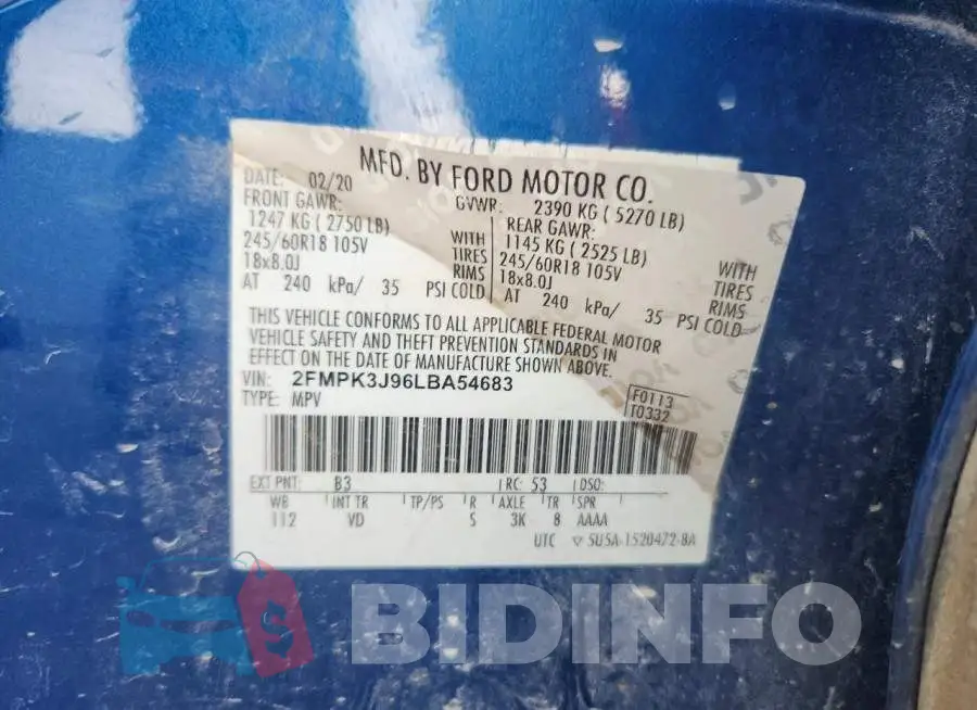 2FMPK3J96LBA54683 Photo# 14