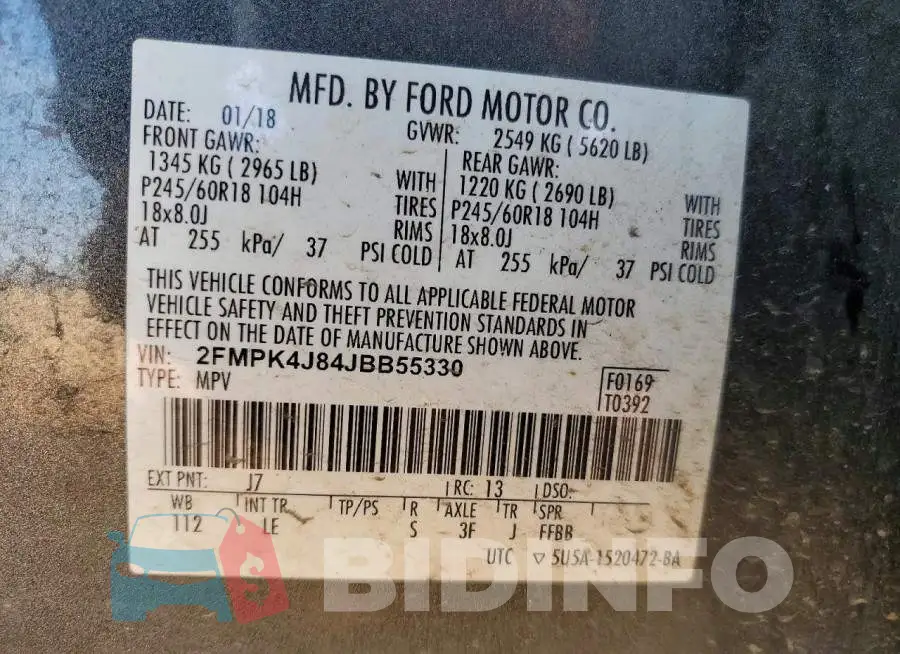 2FMPK4J84JBB55330 Photo# 14