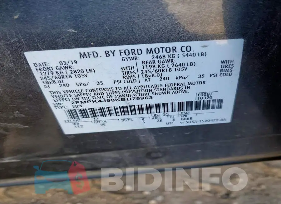 2FMPK4J98KBB75963 Photo# 13