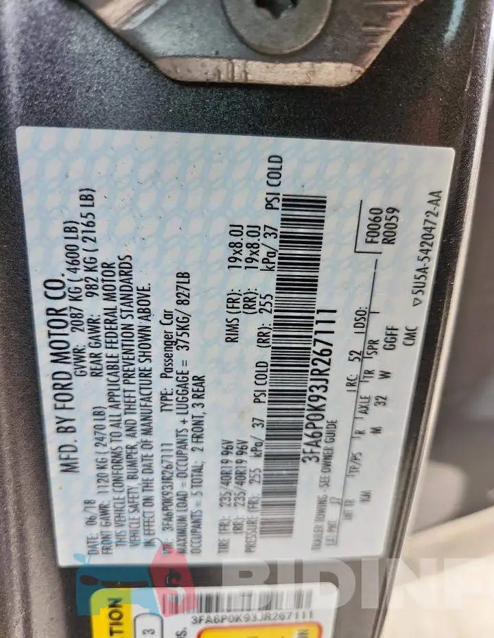 3FA6P0K93JR267111 Photo# 12