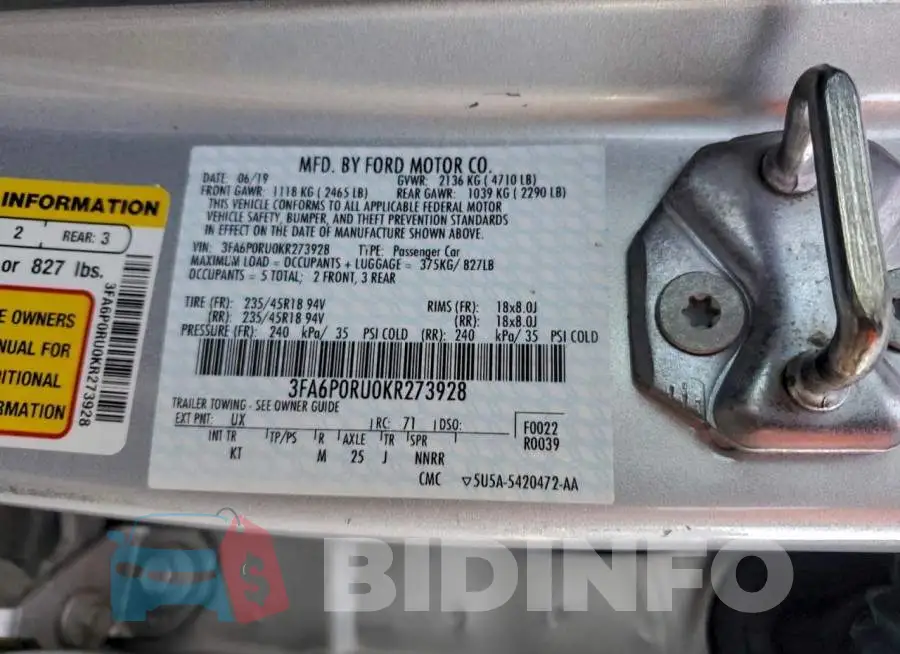 3FA6P0RU0KR273928 Photo# 13