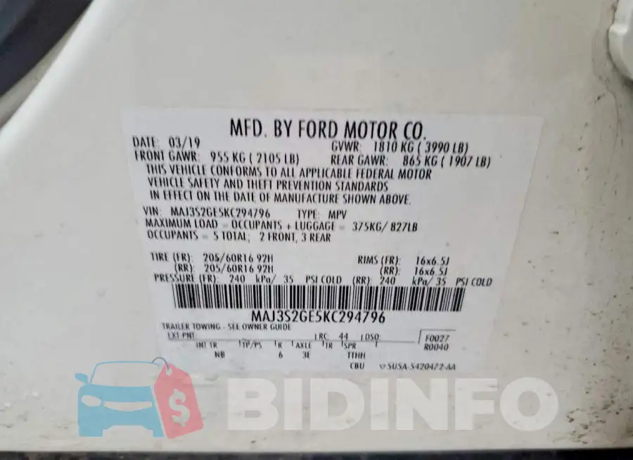 MAJ3S2GE5KC294796 Photo# 14
