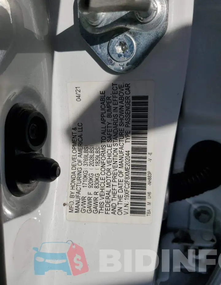 19XFC2F8XME202044 Photo# 13