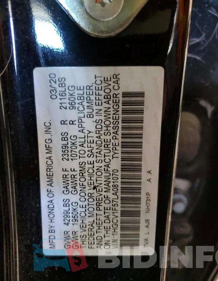 1HGCV1F57LA081070 Photo# 12