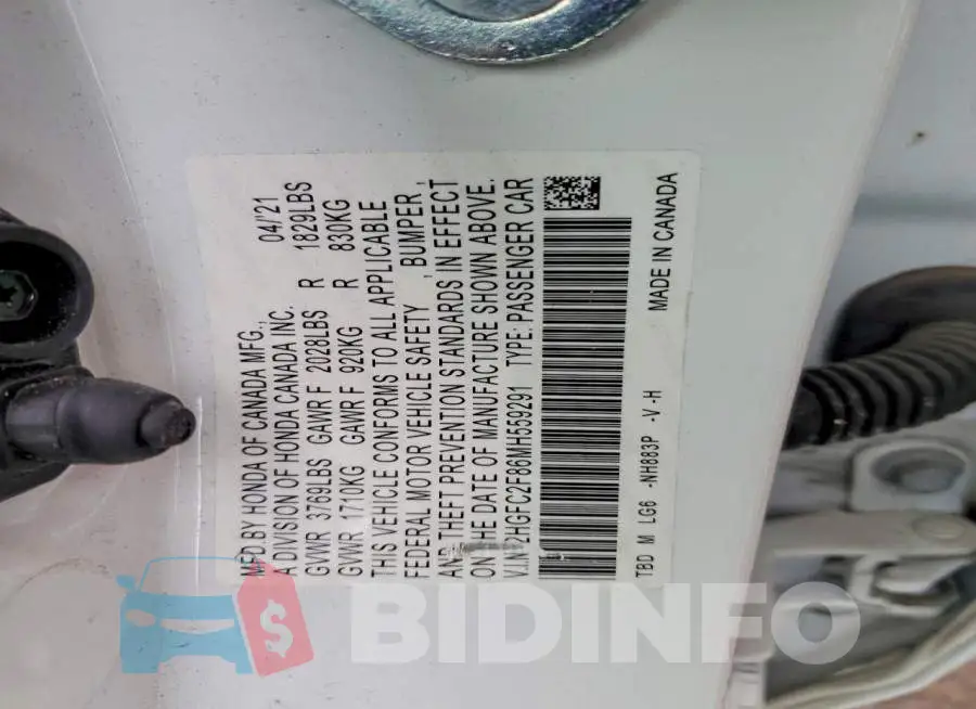 2HGFC2F86MH559291 Photo# 12
