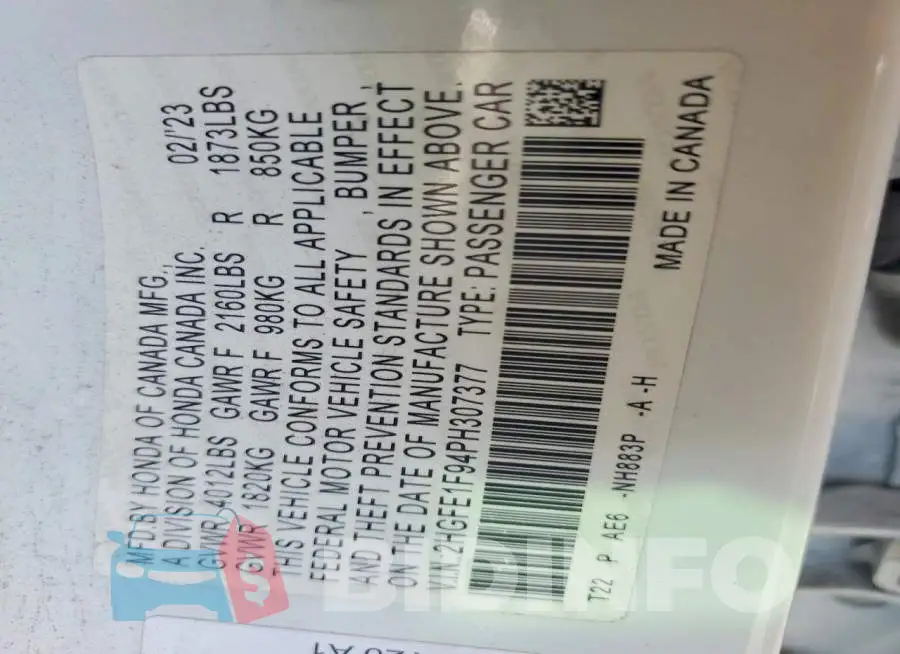 2HGFE1F94PH307377 Photo# 12