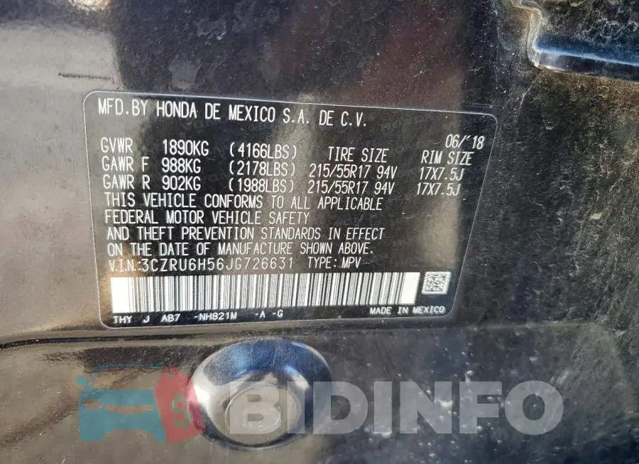 3CZRU6H56JG726631 Photo# 14