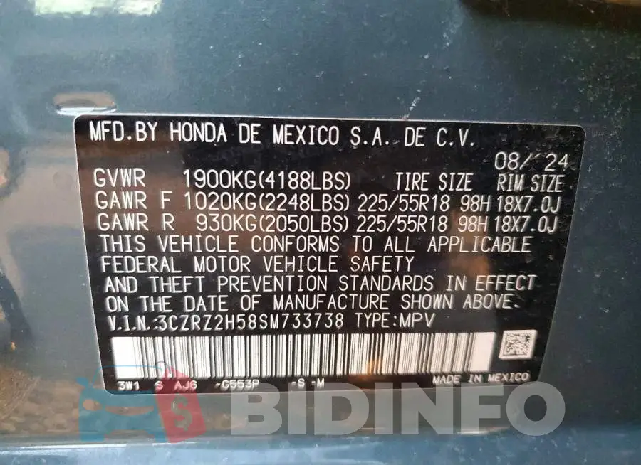 3CZRZ2H58SM733738 Photo# 13