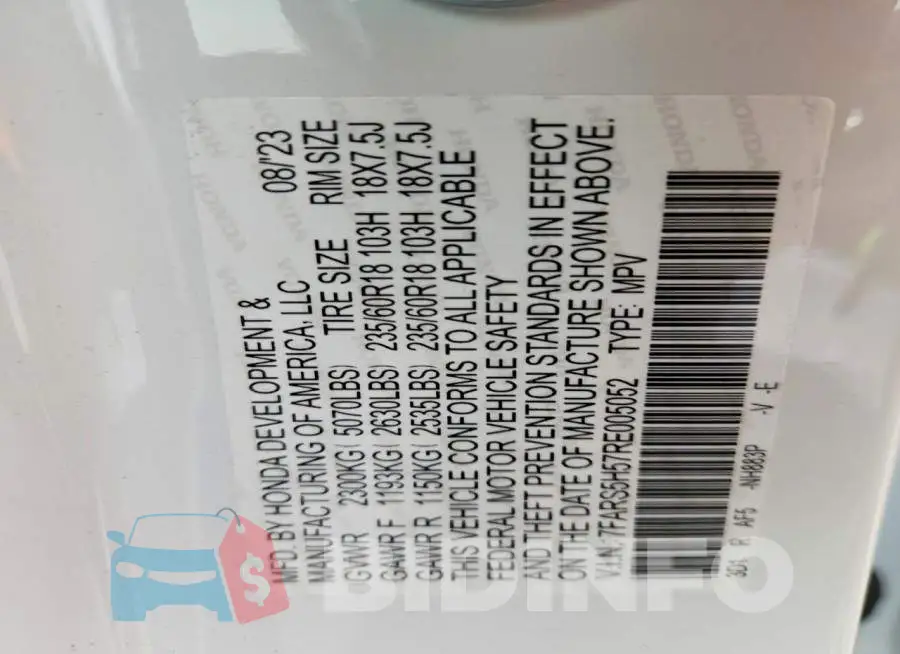 7FARS5H57RE005052 Photo# 14