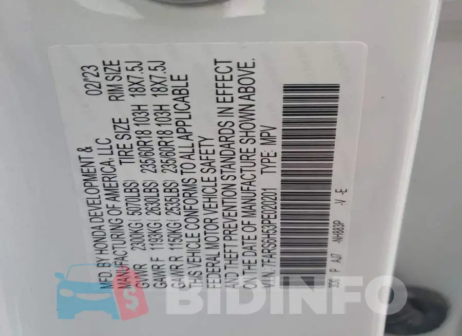7FARS6H53PE020201 Photo# 13