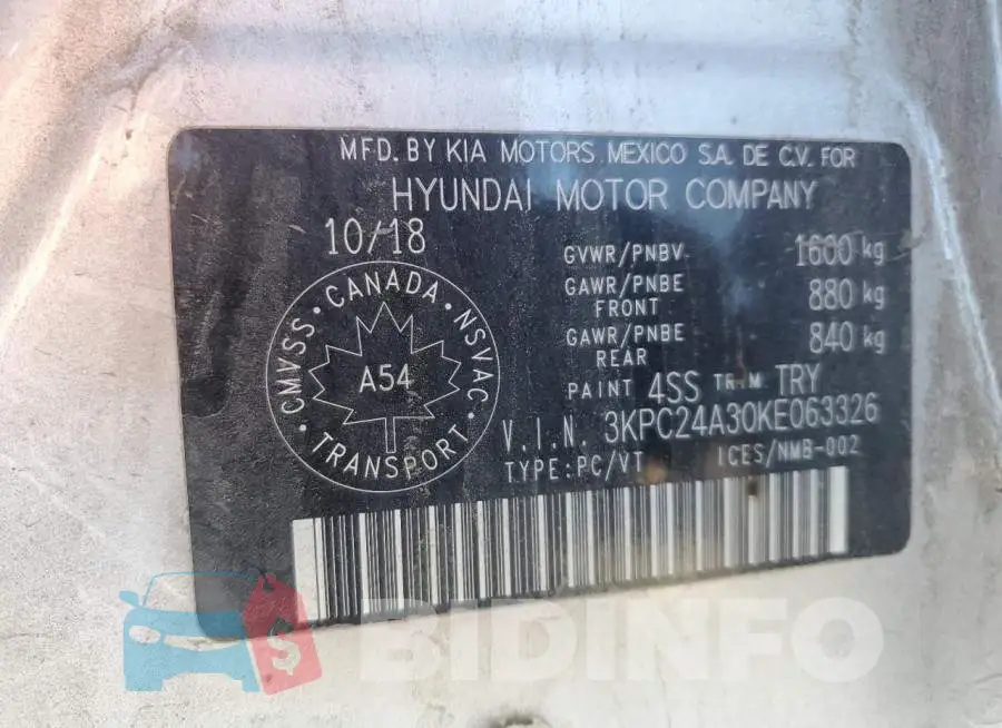 3KPC24A30KE063326 Photo# 12