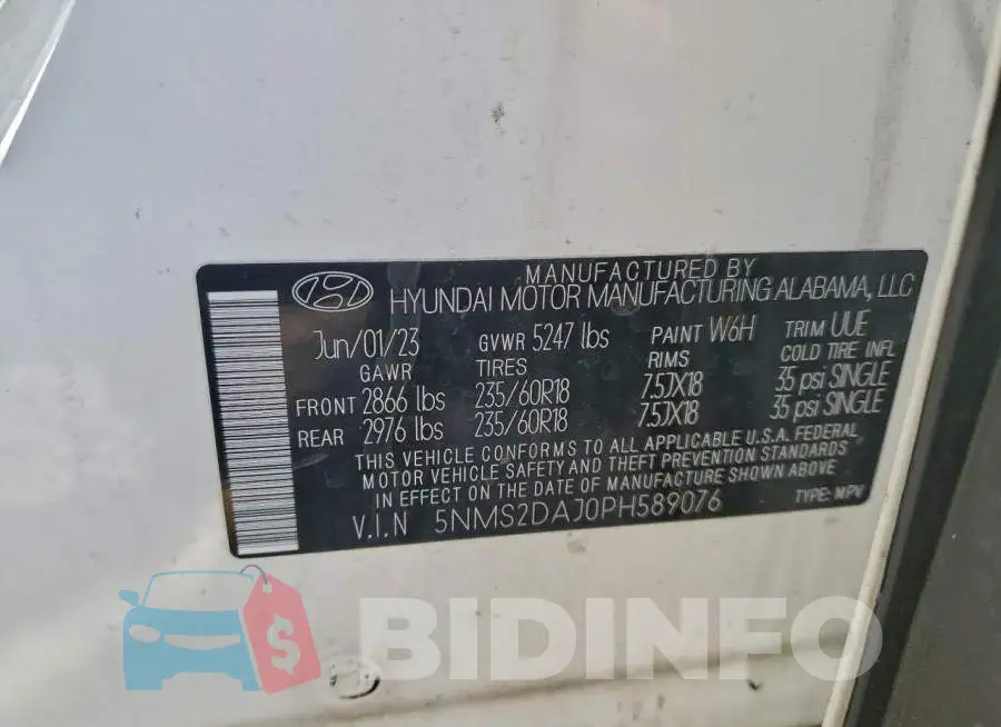 5NMS2DAJ0PH589076 Photo# 13