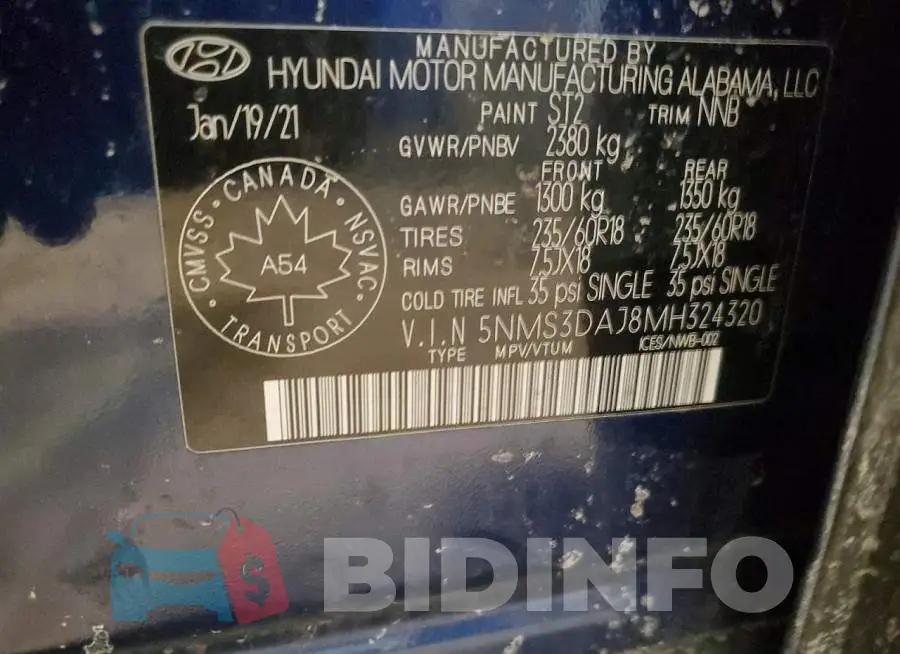 5NMS3DAJ8MH324320 Photo# 13