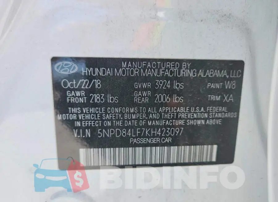 5NPD84LF7KH423097 Photo# 12