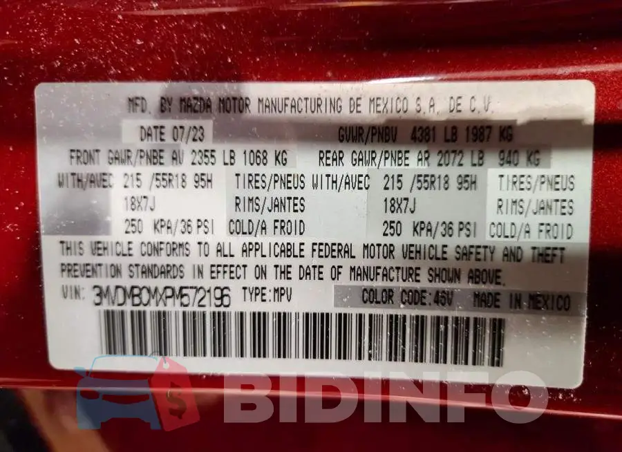 3MVDMBCMXPM572196 Photo# 13