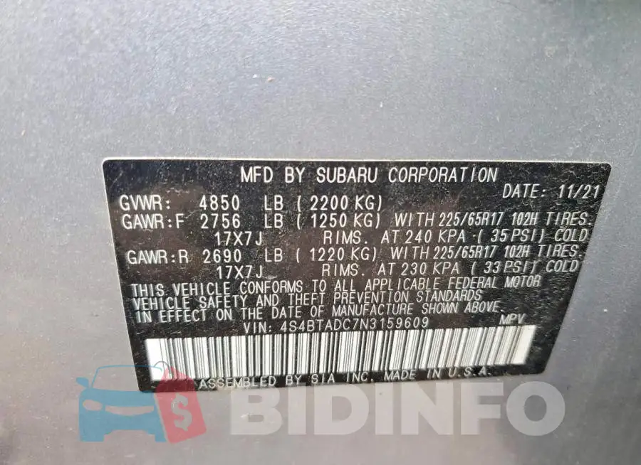 4S4BTADC7N3159609 Photo# 12