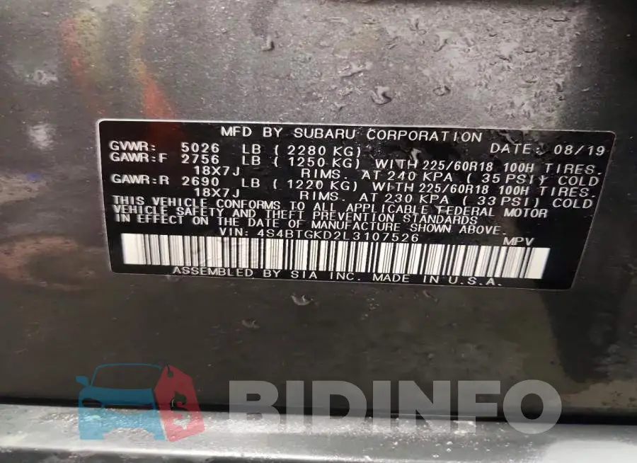 4S4BTGKD2L3107526 Photo# 14