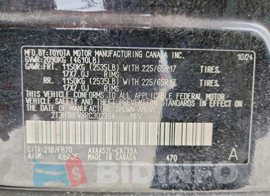 2T3H1RFV8RC302394 Photo# 13