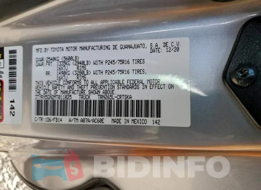3TYRX5GN2MT011025 Photo# 12
