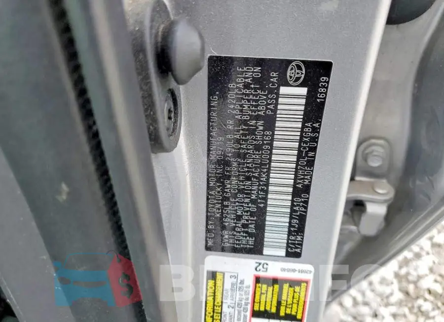 4T1F31AK4LU009168 Photo# 13