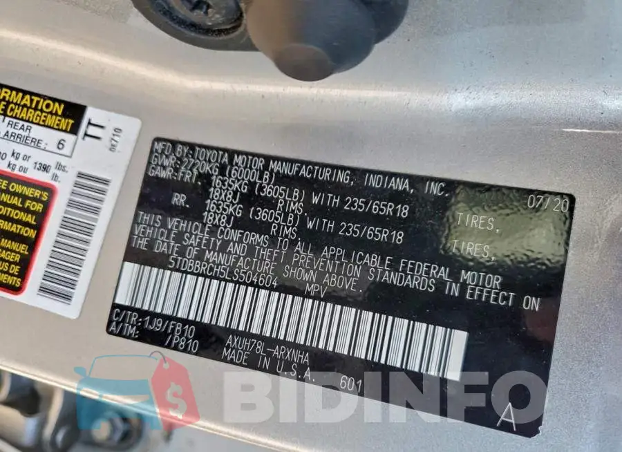 5TDBBRCH5LS504604 Photo# 14