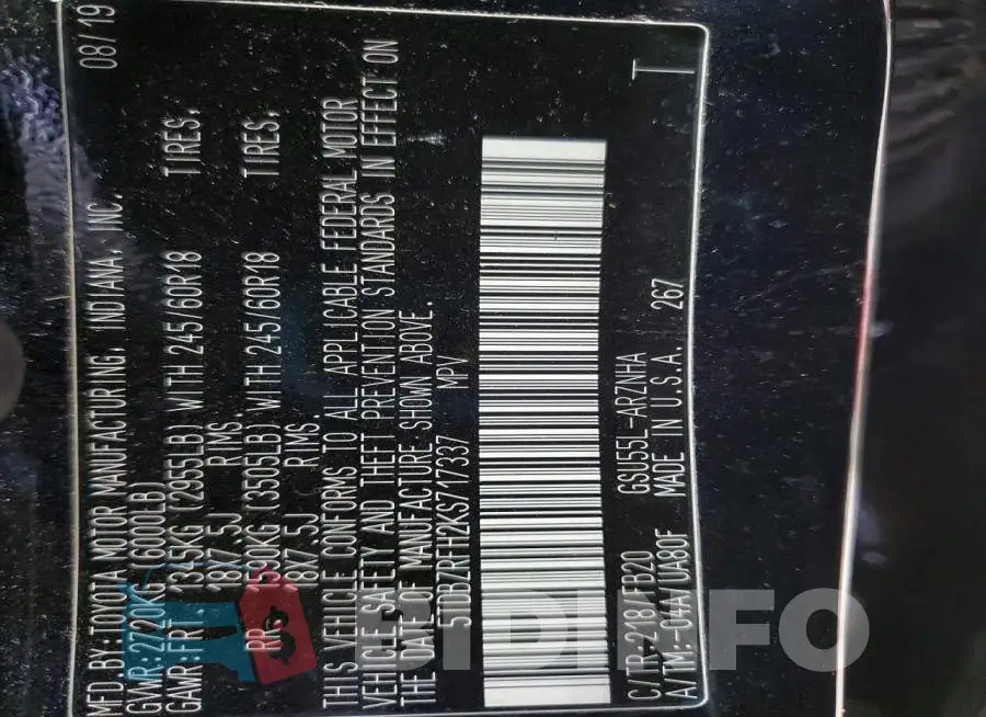5TDBZRFH2KS717337 Photo# 14
