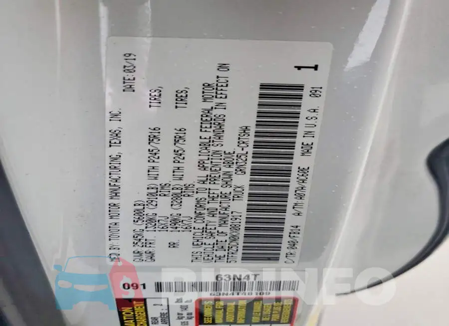 5TFRZ5CN0KX081917 Photo# 12