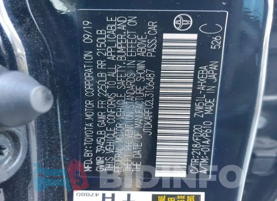 JTDKARFU2L3106487 Photo# 12