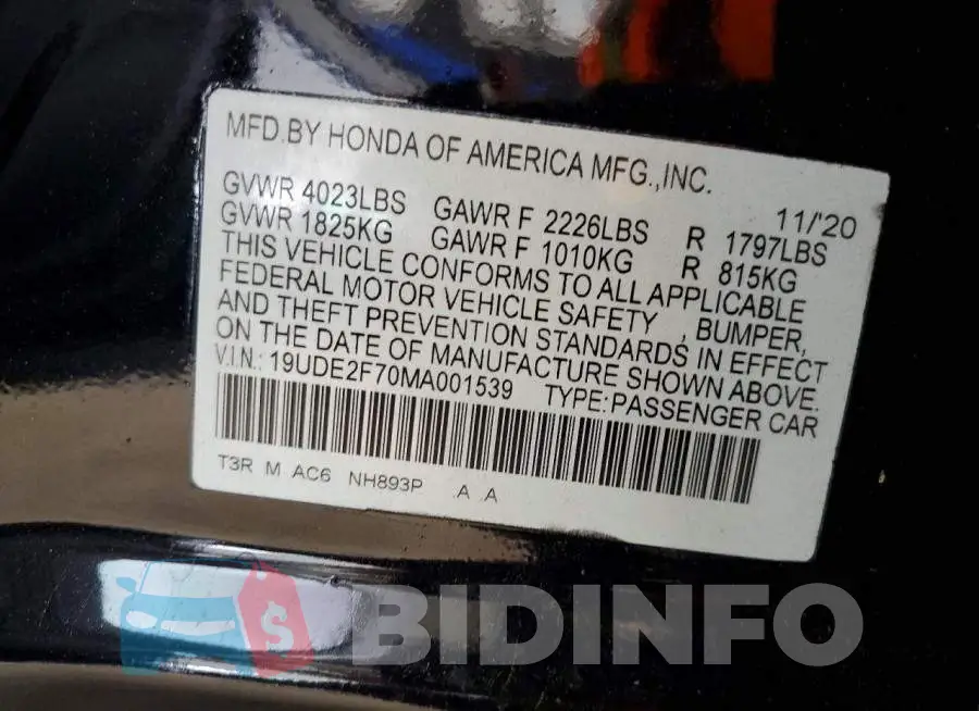 19UDE2F70MA001539 Photo# 12