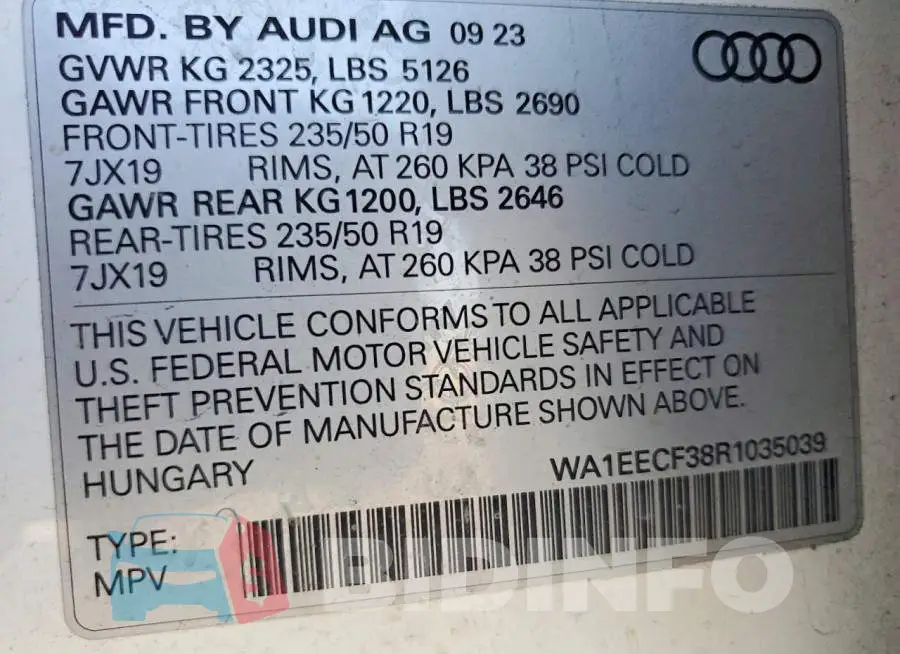 WA1EECF38R1035039 Photo# 13