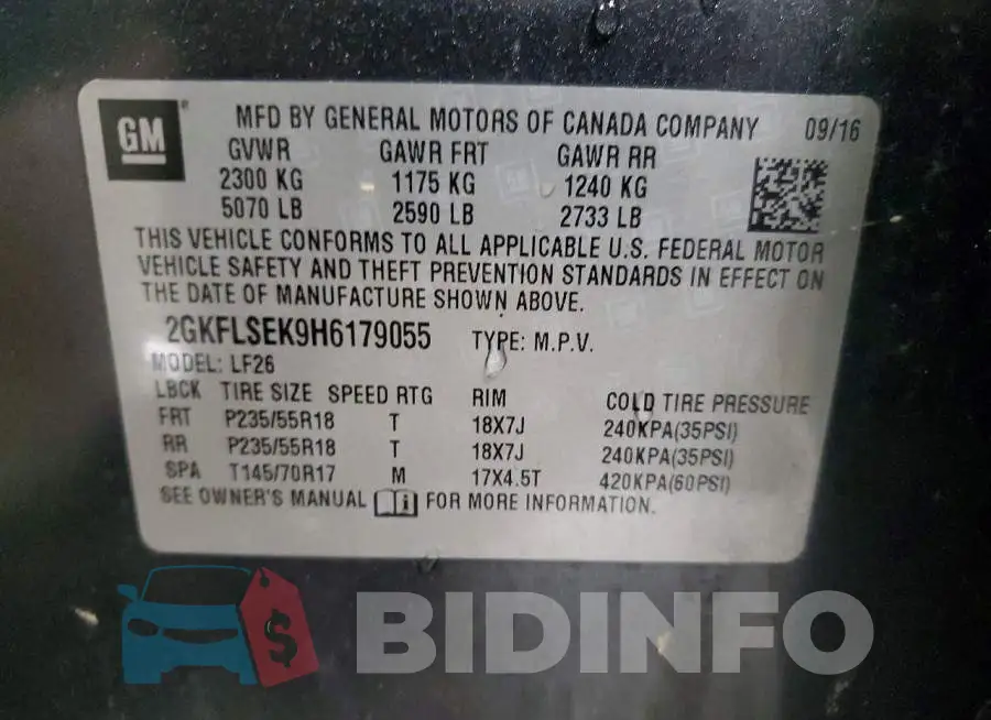 2GKFLSEK9H6179055 Photo# 14